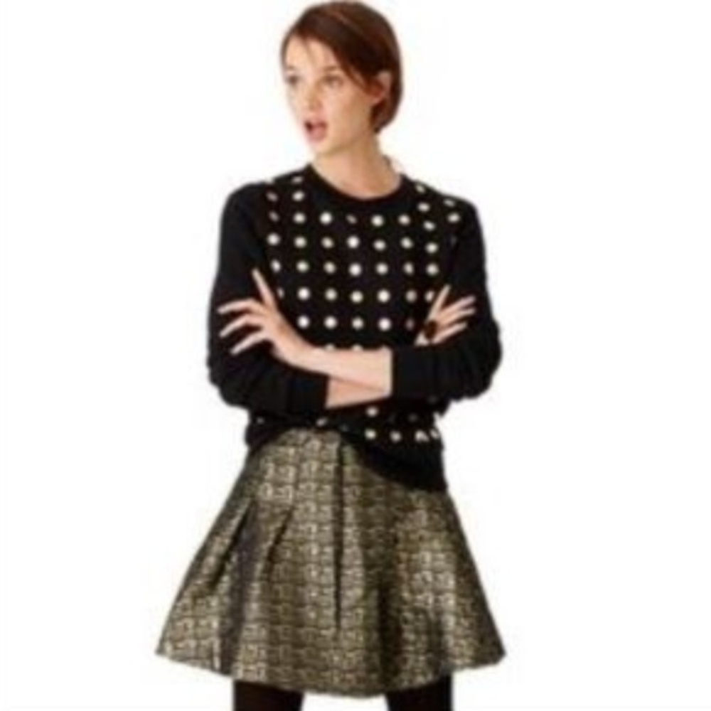 Kate Spade Gold Jacquard Fluted Hem Mini Skirt - New With Tags NWT HP